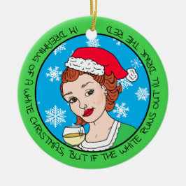 楽しいワイン ユーモア レトロな女性のクリスマス セラミックオーナメント