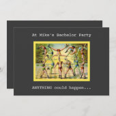 楽しいヴィンテージの独身パーティ 招待状 (正面/裏面)