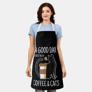 楽しい一日はコーヒーと猫から Funny Cute  エプロン