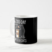 楽しい一日はコーヒーと猫から Funny Cute コーヒーマグカップ (正面左)