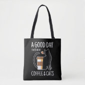 楽しい一日はコーヒーと猫から Funny Cute トートバッグ (正面)