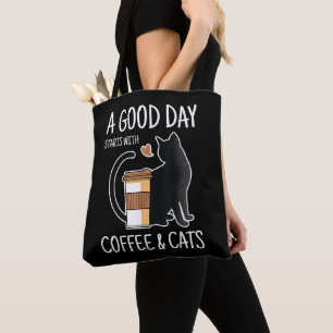 楽しい一日はコーヒーと猫から Funny Cute トートバッグ