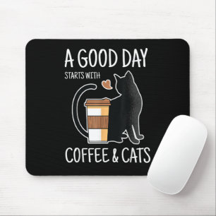 楽しい一日はコーヒーと猫から Funny Cute マウスパッド
