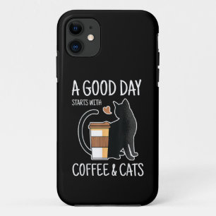 楽しい一日はコーヒーと猫から Funny Cute iPhone 11 ケース