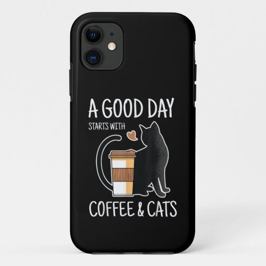楽しい一日はコーヒーと猫から Funny Cute Case-Mate iPhoneケース (裏面)