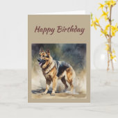 楽しい一般的な誕生日ドイツ牧羊犬 カード (黄色い花)