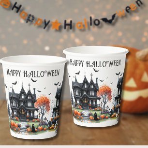 楽しい不気味なハロウィンパーティー 紙コップ