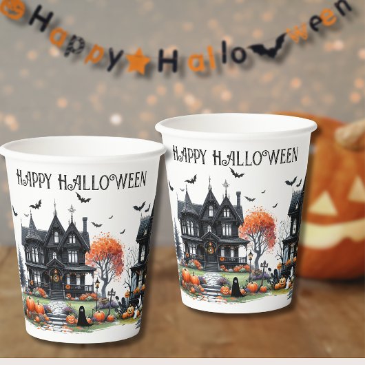 楽しい不気味なハロウィンパーティー 紙コップ