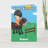 楽しい乗馬の誕生日塗り絵ページ 男の子 カード (正面)