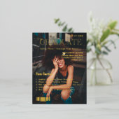 楽しい事実 | 卒業生誌の表紙写真 箔招待状ポストカード (立ち正面)