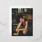 楽しい事実 | 卒業生誌の表紙写真 箔招待状ポストカード (正面/裏面)