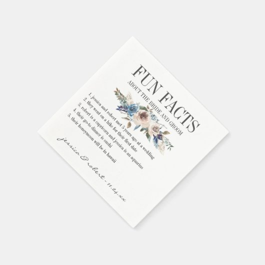 楽しい事実 花柄 カスタマイズ スタンダードカクテルナプキン (角)