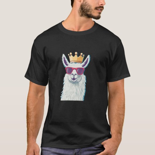 楽しい人へのユーモラスな王冠のラマ Tシャツ (正面)