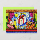 楽しい人形パーティー テーマの誕生日招待状 招待状 (正面/裏面)