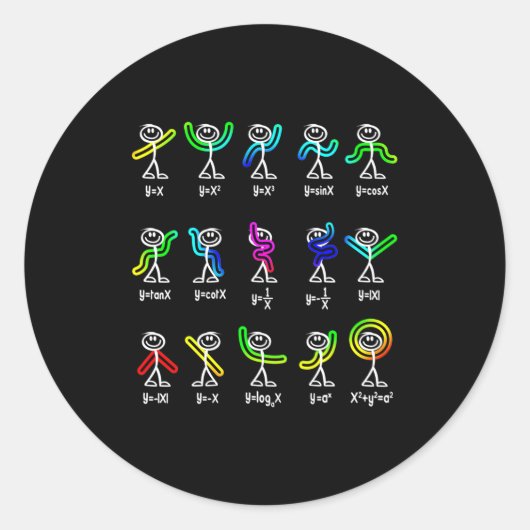 楽しい代数ダンス関数 数学教師 ギーク ネ ラウンドシール (正面)