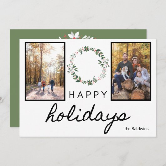 楽しい休はっきりした日の白黒フォント写真 シーズンカード (正面/裏面)