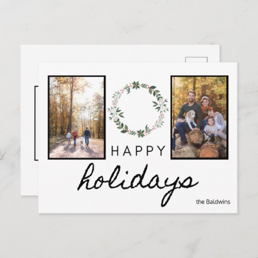 楽しい休はっきりした日の白黒フォント写真 ポストカード (正面/裏面)