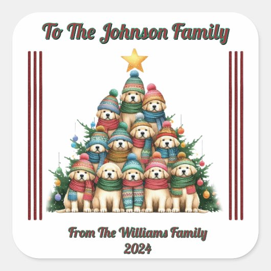 楽しい休日のギフトステッカーこのクリスマス スクエアシール (正面)