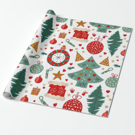 楽しい休日のパターンとフェスティバルアイコン ラッピングペーパー
