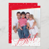 楽しい休日の写真スタイリッシュ書道金ゴールド赤 シーズンカード (正面/裏面)