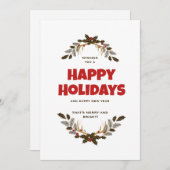 楽しい休日の葉のクリスマスカード シーズンカード (正面/裏面)