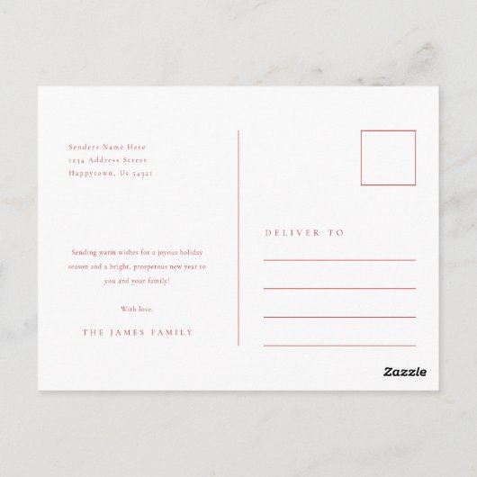 楽しい休日レッドクリスマスファミリーエレガントの写真 ポストカード (裏面)