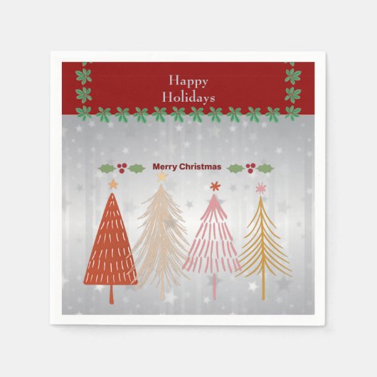 楽しい休日、メリークリスマス。 スタンダードカクテルナプキン (正面)