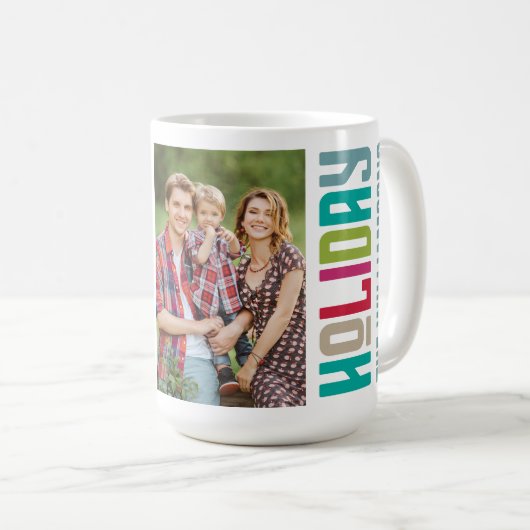 楽しい休日 | 複数の家族の写真クリスマス コーヒーマグカップ (正面右)