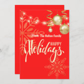 楽しい休暇のクリスマスのお知らせ 赤 招待状 (正面/裏面)