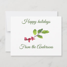 楽しい休暇のホリーブランチの名前の場所 カード