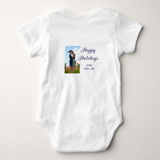 楽しい休暇 お父さん息子 クリスマス 家族 プレゼント ベビーボディスーツ (裏面)