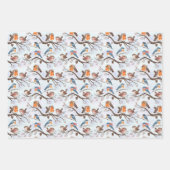 楽しい休暇、クリスマスのキャンドルと鳥 ラッピングペーパーシート (正面2)