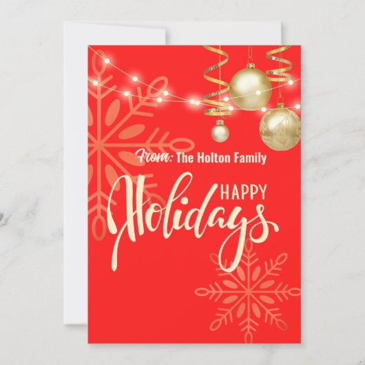 楽しい休暇 クリスマスの習慣 赤いお知らせ 招待状 (正面)