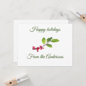 楽しい休暇 ホリーの実の枝 名前 場所 カード (正面/裏面インサイチュ)