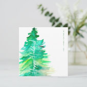 楽しい休暇　水彩画の緑の松の木 シーズンカード (スタンド正面)