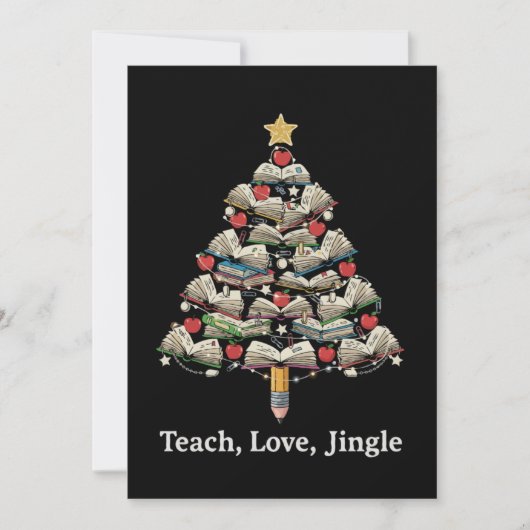 楽しい先生のクリスマス | 愛のジングル本を教える サンキューカード (正面)
