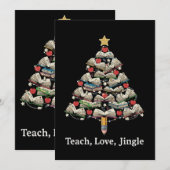 楽しい先生のクリスマス | 愛のジングル本を教える サンキューカード (正面/裏面)