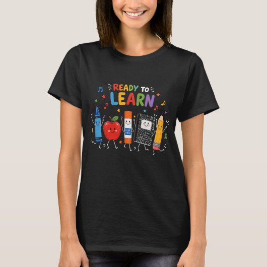 楽しい先生の生活 学校に戻る クレヨン アップル ペン Tシャツ (正面)