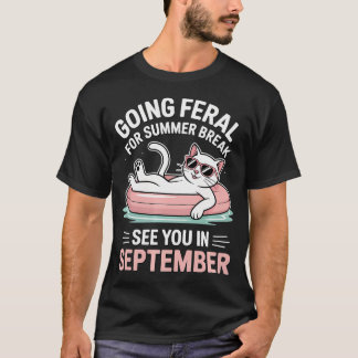 楽しい先生 生徒 猫 夏休み 出発 Tシャツ