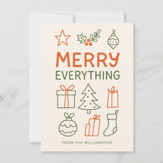 楽しい全て 赤緑落書きスケッチ 名前を追加 シーズンカード (正面)