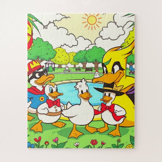 楽しい公園のシーン子供たち ジグソーパズル (縦)