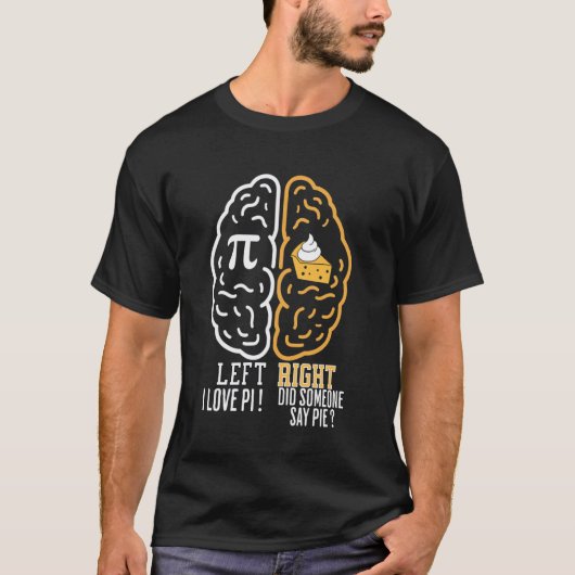 楽しい円周率の日 左脳VS右脳 パイ 数学教師 Tシャツ (正面)