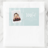 楽しい写真とクリスマスツリーの休日のお願い 長方形シール (バッグ)