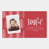 楽しい写真とクリスマスツリーの休日のお願い 長方形シール (正面)