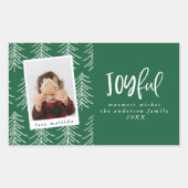 楽しい写真とクリスマスツリーの休日のお願い 長方形シール (正面)