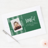 楽しい写真とクリスマスツリーの休日のお願い 長方形シール (封筒)