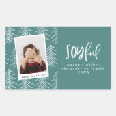 楽しい写真とクリスマスツリーの休日のお願い 長方形シール (正面)