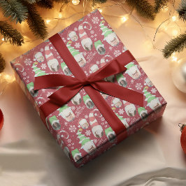 楽しい写真 メリークリスマス ノベルティ レッドギフト ラッピングペーパー