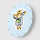 楽しい冬の猫 ラージ壁時計 (傾斜)