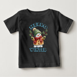楽しい冬の雪だるま ベビーTシャツ